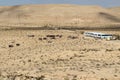 Groups of Yang Schoolkids getting ready to hike in a desert on their annual excursion. Negev, Israel 04-DEC-2018