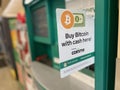 Food Lion grocery store Buy with bitcoin sign on a coinstar machine Royalty Free Stock Photo