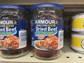 Grocery store Armour dried beef in a glass jar