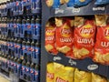 Grocery store Lays chips and pepsi cola display