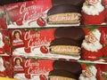 Grocery store Little Debbie holiday display cherry cakes