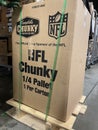 Grocery store NFL chunky soup pallet display delivery Royalty Free Stock Photo