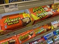 Grocery store Reeses candy bars at check out Royalty Free Stock Photo