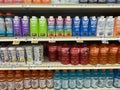 Grocery store sports drink section and prices