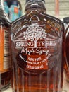 Grocery store Springtree maple syrup in a glass bottle