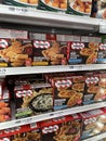 Grocery store TGI Fridays frozen dinners on a shelf