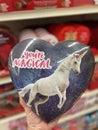 grocery store Valentines candy heart unicorn