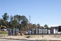 Materials stacked up at a construction site concrete blocks