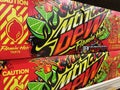 Retail store MTN Dew soft drink flamin hot 12 pack