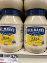 Retail store shelf mayonnaise Hellmans real and price