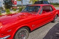 1966 vintage rare red Ford Mustang top corner view