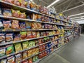 Walmart grocery store chip section wide view side