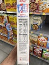 Walmart grocery store Icee cereal nutritional facts Royalty Free Stock Photo