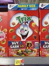 Walmart grocery store Trix cereal buy and earn Royalty Free Stock Photo