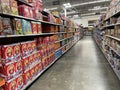 Walmart retail store Cereal aisle looking down the aisle