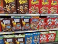 Walmart retail store interior General Mills cereals Cocoa Puffs Trix Royalty Free Stock Photo