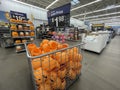 Walmart retail store oral care Halloween section bin of pumpkin pales