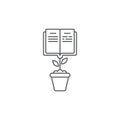 Grow book icon, color, line, outline vector sign, linear style pictogram isolated on white. Symbol, logo illustration