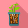 Grow plant rock pot icon, flat style Royalty Free Stock Photo