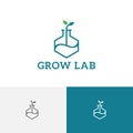 Grow Plant Sprout Hexagon Tube Biology Research Logo