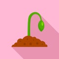 Grow seed plant icon, flat style Royalty Free Stock Photo