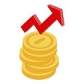 Grow up money coin icon, isometric style Royalty Free Stock Photo