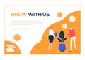 Grow with us - flat design style colorful web banner Royalty Free Stock Photo