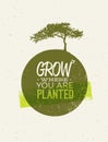 Grow Where You Are Planted Motivation Quote on Recycled Paper Background