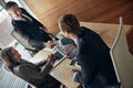 Grow your connections, grow your business. two businessmen shaking hands during a meeting in the boardroom. Royalty Free Stock Photo