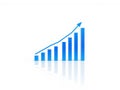 Growing Bar Chart Graph with Upward Trend Arrow Blue Vector Illustration Royalty Free Stock Photo