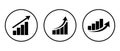 Growing bar graph icon on circle line. Rising arrow symbol vector Royalty Free Stock Photo