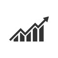 Growing bar graph icon in flat style. Increase arrow vector illustration on white isolated background. Infographic progress Royalty Free Stock Photo