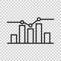 Growing bar graph icon in flat style. Increase arrow vector illustration on white background. Infographic progress business