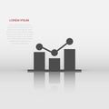 Growing bar graph icon in flat style. Increase arrow vector illustration on white background. Infographic progress business Royalty Free Stock Photo