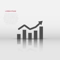 Growing bar graph icon in flat style. Increase arrow vector illustration on white isolated background. Infographic progress Royalty Free Stock Photo