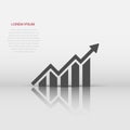 Growing bar graph icon in flat style. Increase arrow vector illustration on white isolated background. Infographic progress Royalty Free Stock Photo