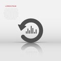 Growing bar graph icon in flat style. Increase arrow vector illustration on white isolated background. Infographic progress Royalty Free Stock Photo