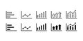 Growing bar graph vector icons set. Business graphs, charts, statistics and analytics symbol Royalty Free Stock Photo