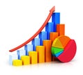 Growing bar graphs and pie chart Royalty Free Stock Photo