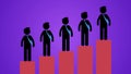 Growing Business Chart with employees above of it. nice colorful animation of bar graph with teamwork above each one, Business Con