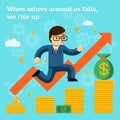 Growing business in financial crisis concept. When others falls, we rise up Royalty Free Stock Photo