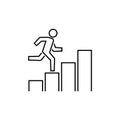 Growing business runing man graph icon. Vector illustration.