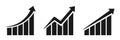 Growing chart icons. Isolated business progress. Financial increase symbol. Success infographic. Progress graph in black color on Royalty Free Stock Photo