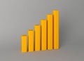 Growing chart in yellow. Business graph on a gray background. The way to achieve success, striving for success. Goal Royalty Free Stock Photo