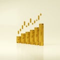 Growing digital golden business bars graph and Candlestick chart graphs