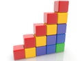 Growing dimension of the design of the colorful toy cubes Royalty Free Stock Photo