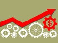 Growing economy and industry represented by gears as a symbol of