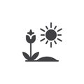 Growing flower and sun vector icon Royalty Free Stock Photo