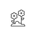 Growing flowers outline icon