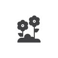 Growing flowers vector icon